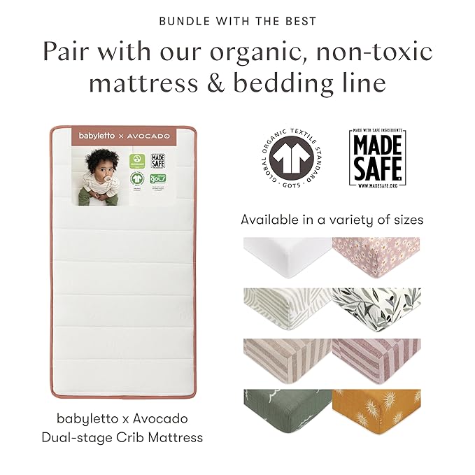 Babyletto Gelato 4-in-1 Convertible Baby Crib with Wooden Toddler Bed, Daybed & Full-Size Bed Conversion - GREENGUARD Gold Certified - 4 Adjustable Mattress Heights - Washed Natural & White