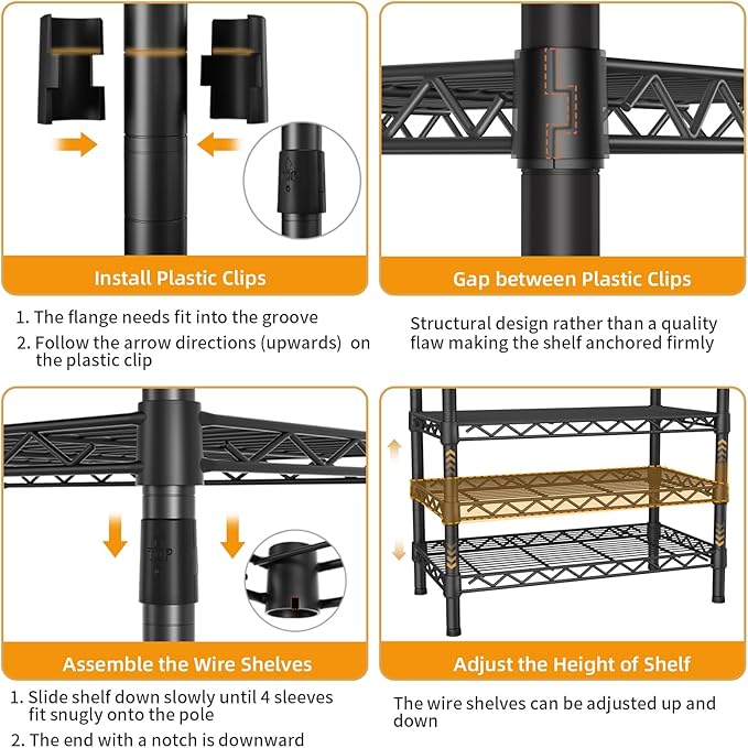 Heavy Duty Garment Rack Clothes Rack,Large Metal Closet Organizer System Storage Wardrobe,Freestanding Clothing Rack with Adjustable Wire Shelves& Hang Rods,MaxLoad 1000lbs