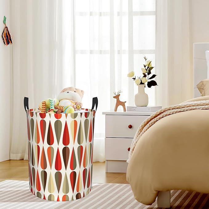 Laundry Hamper, Mid-century Modern Style Abstract Laundry Basket,Waterproof Foldable Storage Bin for Bedroom,Clothes Organizer Basket,Toys Box 16x20 Inch