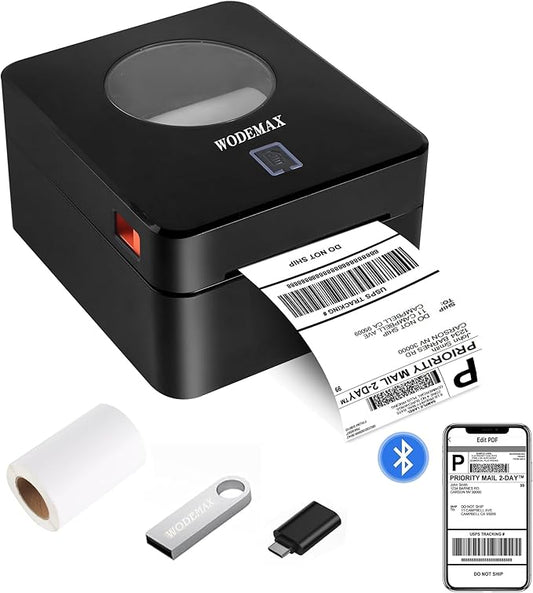 Thermal Shipping Label Printer 4x6 Label Print,Bluetooth Thermal Label Printer,Circle Sticker Printer,Sticker Printer for Small Business,Widely Used for Amazon, Ebay (Black)