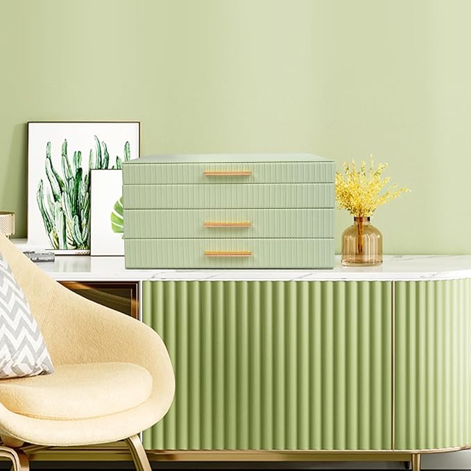 Dajasan Jewelry Organizer Box, Jewellery Boxes for Women, 3-Tier Jewelry Storage Organizer for Earring, Ring, Necklace, Bracelets (Avocado Green)