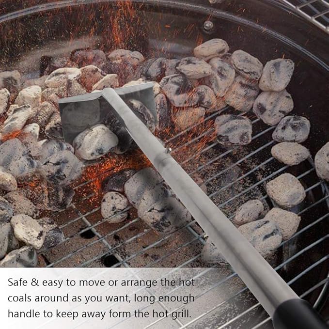 Charcoal Grill Rake Grill Ash Tool Accessories,Charcoal Kettle Grill Pizza Oven Ash Rake Stainless Steel-32 inch