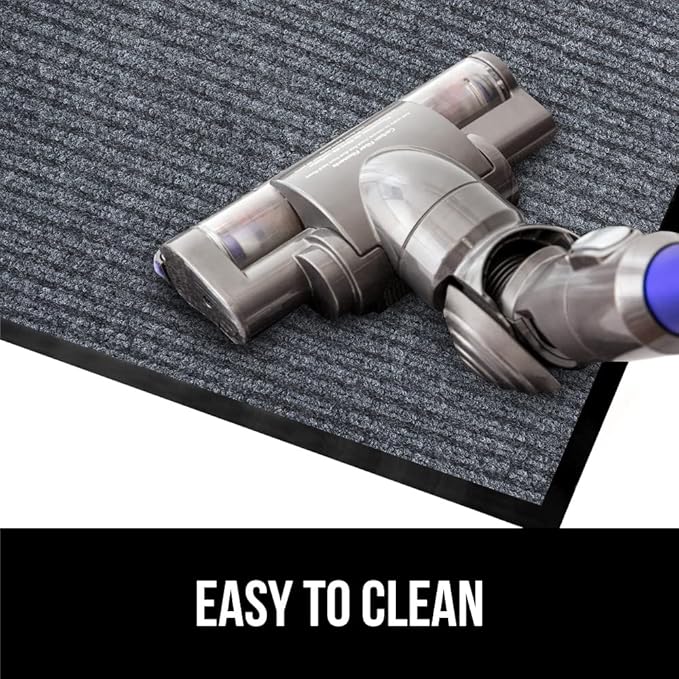 GORILLA GRIP Traffic Guard Door Mat, 72x48, Heavy Duty Welcome Mats, Commercial Office Space Doormat, Waterproof, Fade Resistant, Strong Rubber Backing, Low Profile, Shoe and Boot Scraper, Gray