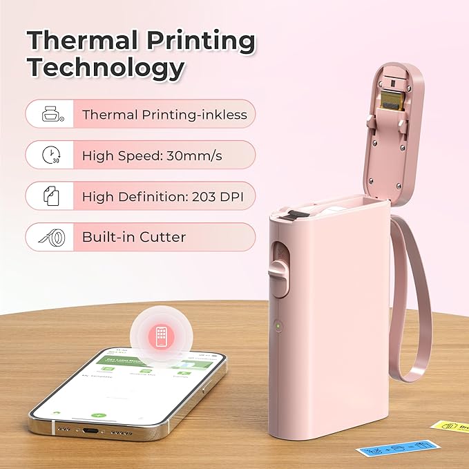 Nelko Label Maker Machine with Tape, P21 Bluetooth Label Printer, Wireless Mini Label Makers with Multiple Templates for School Office Home, Pink