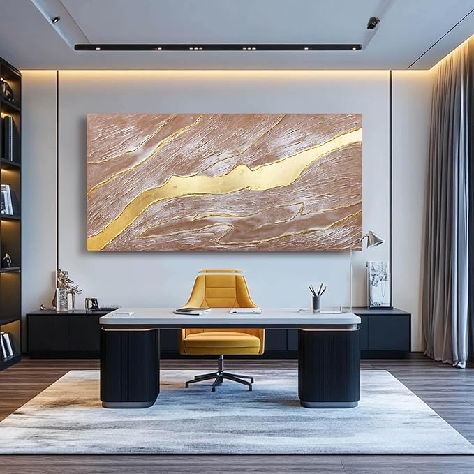 VAYIMDH Abstract Large Canvas Wall Art Line Wall Pictures Pink and Gold Wall Print 29"x58" Artwork for Living Room Dining Room Area