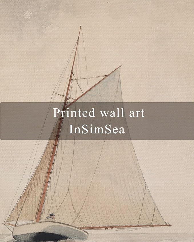 InSimSea Framed Wall Art for Living Room - Large Canvas White Sailboat Seascape Watercolor Vintage Painting - Coastal Wall Art Prints for Office & Home Decor - 24x36in