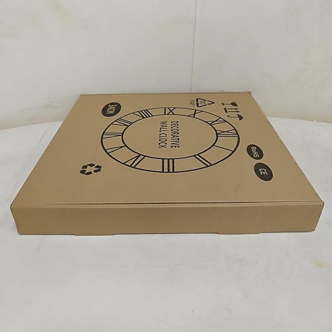 Maxstar Wall Clock Battery Operated,Silent Non-Ticking Modern Rustic Metal Round Clocks Small for Living Room/Bedroom/Office/Kitchen/Farmhouse Home Decor-14 Inch(Brown-Wood)