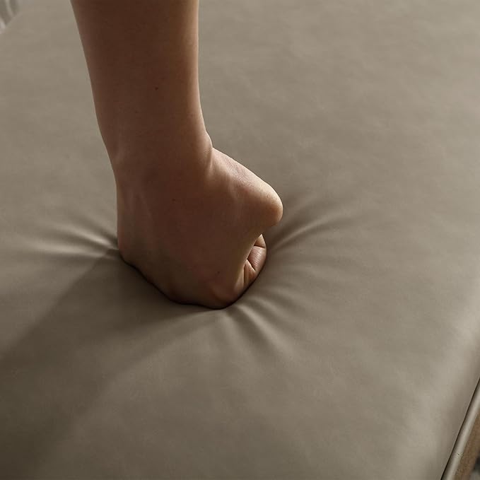 PU Leather Dining Bench Upholstered Entryway Bench Farmhouse Shoe Bench Seat Ottoman for Hallway Living Room Bedroom End of Bed Dining Room Kitchen, 45.5" Long, Gray