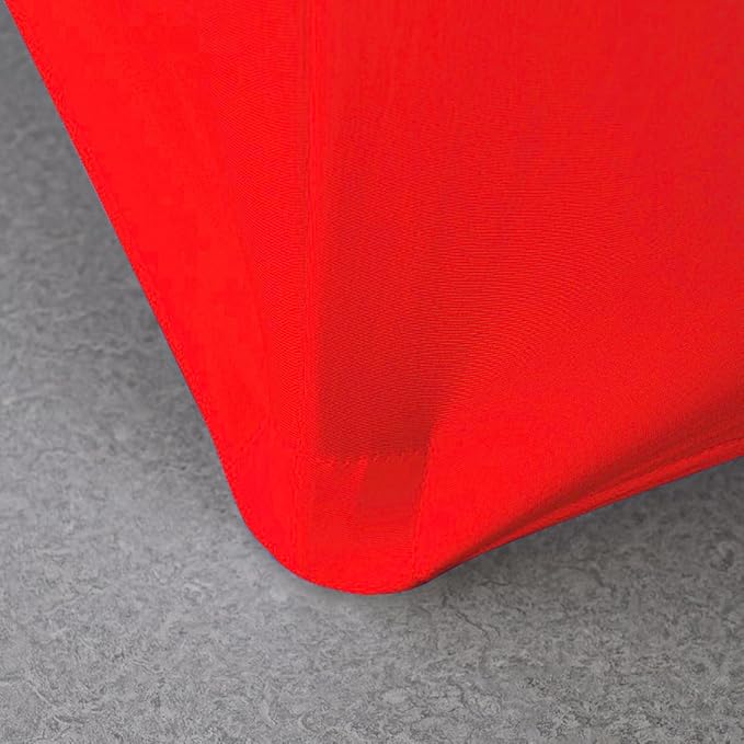 2 Pack 4FT Red Spandex Tablecloth Stretch Fitted Table Cover for Rectangular Table Event, Wedding, Banquet and Parties