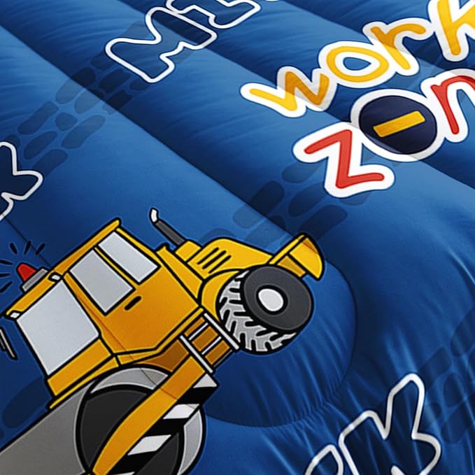 Kids Comforter Set Butterfly Printed Pattern Bedding Set with 1 Comforter and 2 Pillowcases for Girls Boys Bedroom All Season(Truck Full)