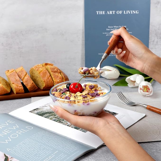 NUTRIUPS 5 Inch Small Glass Bowls Set of 6, Tempered Glass Sauce Bowls for Kitchen Microwave and Oven Safe