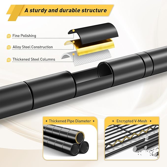 Storage Shelves Adjustable Wire Shelving Metal Wire Rack Shelving Unit Storage Shelf for Kitchen Laundry Room Pantry Closet Bathroom 24" W x 30" H x 14" D Black