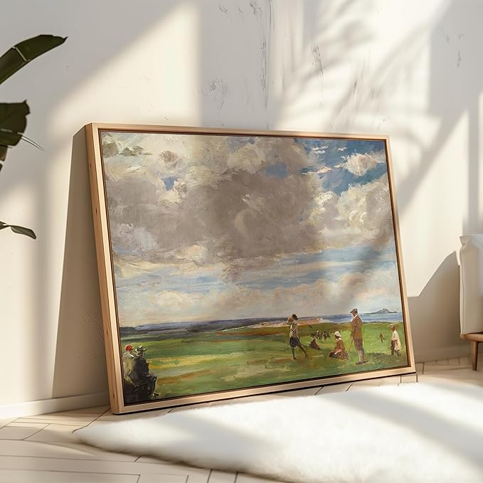 Poster Master Vintage Lady Astor Playing Golf at North Berwick Painting Print - Retro Golf Course Poster - Sports Art - Landscape Wall Design - Office or Living Room Decor - 18x24 UNFRAMED Wall Art