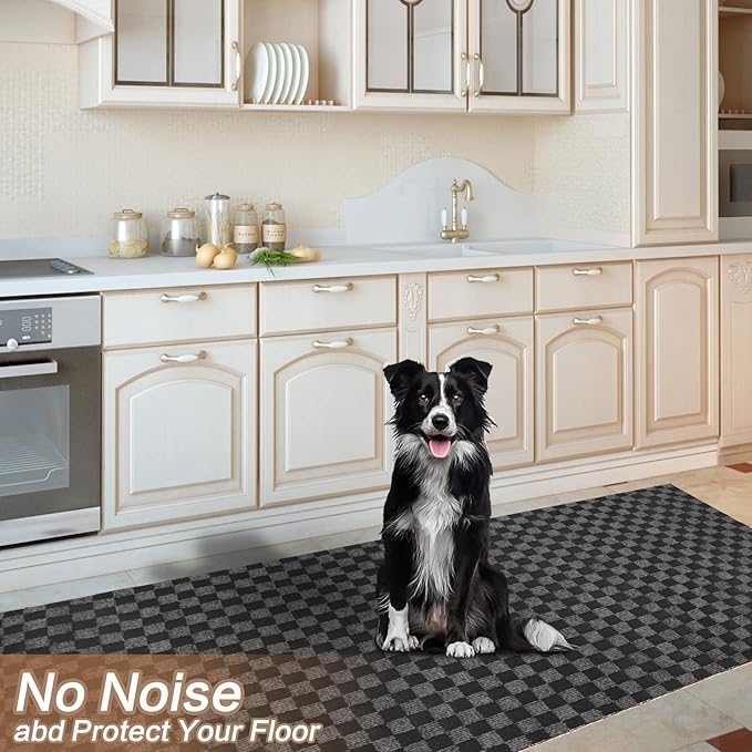 2' x 50' Runner Rugs with Rubber Backing, Indoor Outdoor Utility Carpet Runner Rugs, Checkered Gray, Can Be Used as Aisle for The RV and Boat, Laundry Room and Balcony