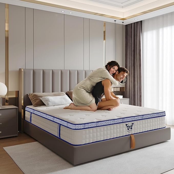 Queen Mattress, 10 Inch Hybrid Mattress in a Box, Memory Foam and Individual Pocket Springs, Medium Firm Comfort, Motion Isolation, Ideal for All Sleep Positions, CertiPUR-US Certified