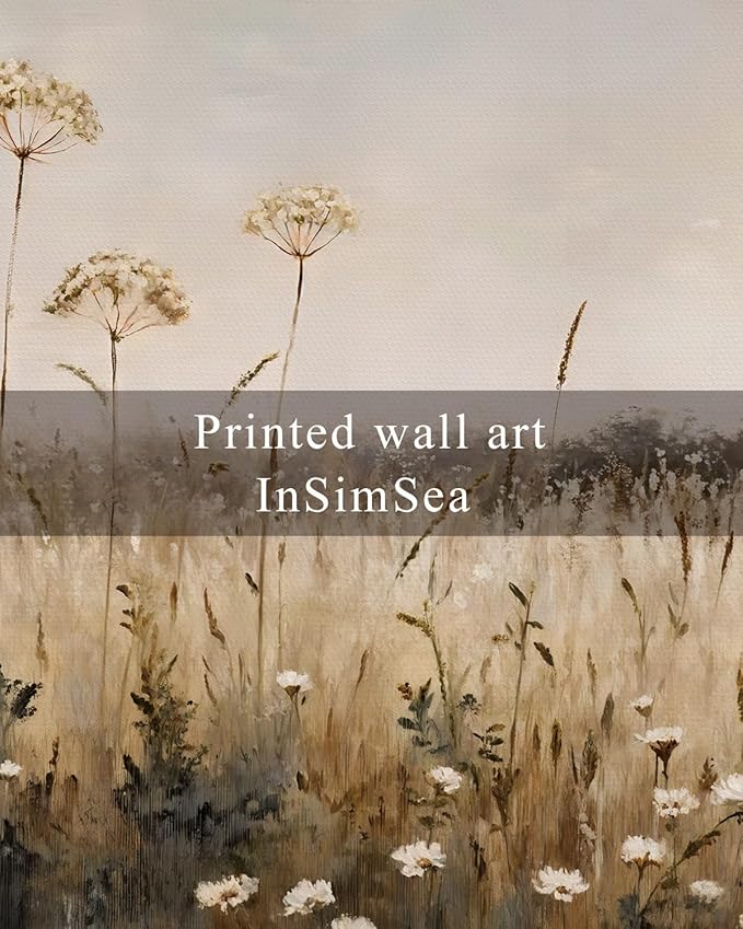 InSimSea Framed Wall Art for Living Room Retro Meadow Flower Canvas Art Fall Wall Decor Bedroom Rustic Artwork Farmhouse Oil Paintings Pictures Floral Prints Gallery Boho Vintage Decor Office 8x10In