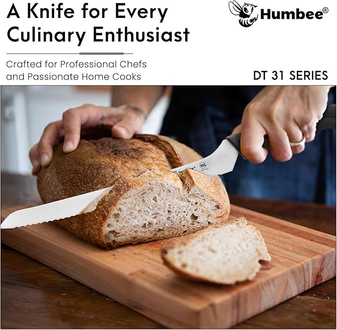 12-Inch Offset Serrated Bread Knife, Premium High Carbon Stainless Steel Blade Knife for Bread with Ergonomic Handle, NSF Certified, DT-31 Series, Black