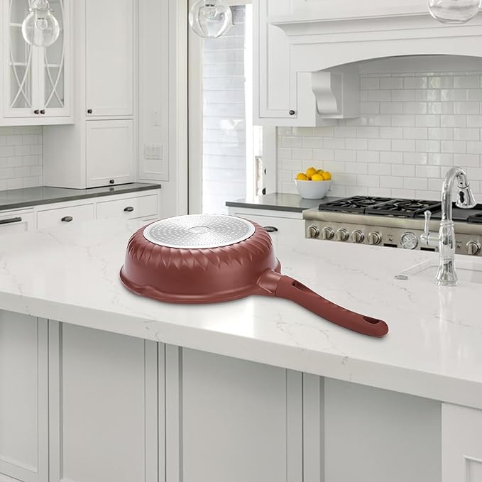 Vinchef Nonstick Toxin-Free Ceramic Cookware Deep Frying Pan Saute Pan with Lid, 12in/5.5Qt Fry Pan, German 3C+ Ceramic Coating Technology, Heat Indicator, Induction Compatible