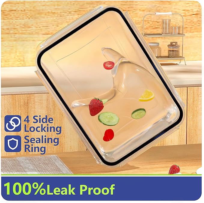 44 PCS Food Storage Containers with Lids Airtight, BPA Free Plastic Meal Prep Containers Reusable, Microwave/Freezer/Dishwasher Safe Leakproof Fruit Vegetables Containers for Kitchen(Black)