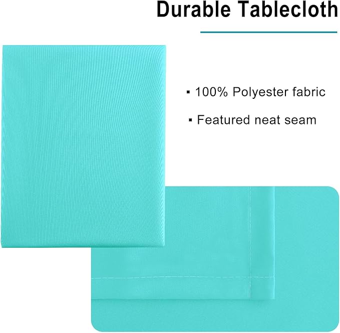 Hiasan Solid Rectangle Tablecloth Aqua - Waterproof Washable Oblong Fabric Table Cloth for Dining Room Kitchen and Outdoor Use, 54 x 80 Inch