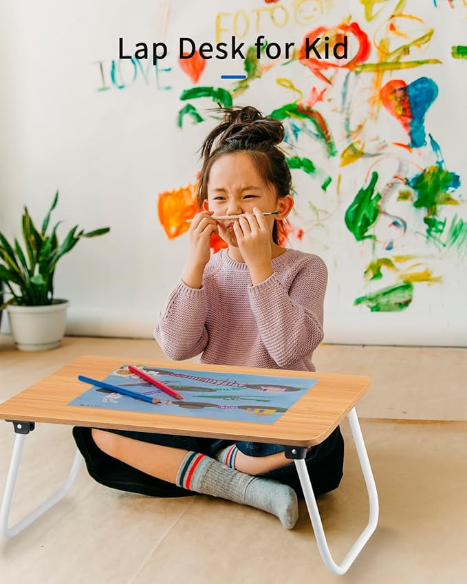 Ruxury Folding Lap Desk Laptop Stand Bed Desk Table Tray, Breakfast Serving Tray, Portable & Lightweight Mini Table for Sofa Couch Floor - Wood