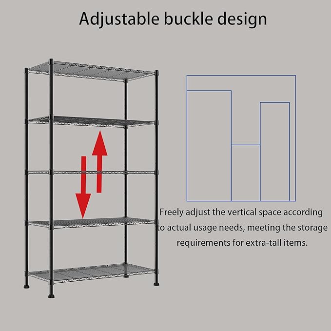REGILLER 5-Wire Shelving Metal Storage Rack Adjustable Shelves,17.7" D×35.4" W×72.3" H Standing Storage Shelf Units for Laundry Bathroom Kitchen Pantry Closet