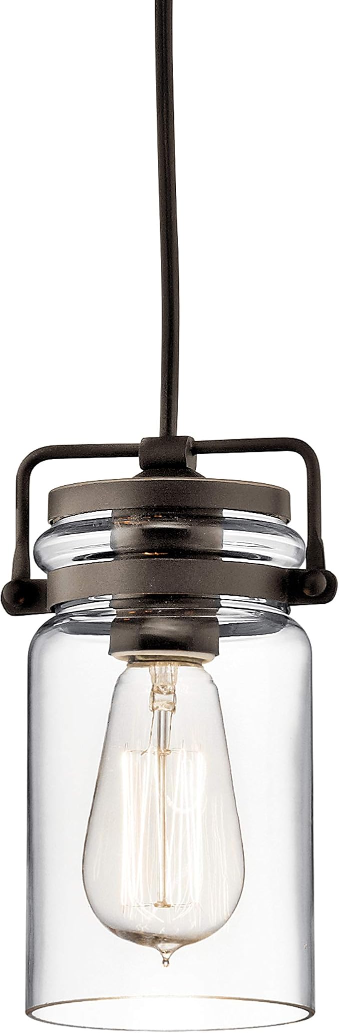 KICHLER Brinley 7.75" 3 Light Pendant with Clear Glass Olde Bronze®