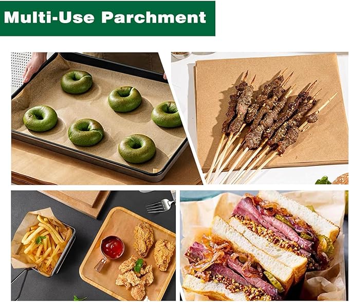 200pcs Unbleached Parchment Paper Sheets, 12x16In Precut Cooking Paper Liners for Baking Sheets, Air Fryer, Microwave, Grilling, Oven, Non-Stick,Non-Toxic, Oil Proof, Food Grade