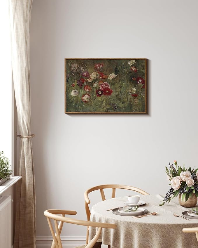 InSimSea Framed Canvas Wall Art Vintage Decor, Flowers Large Wall Art Prints, Flowers Art Modern Farmhouse Decor, Botanical Wall Art Painting for Office, Bedroom Bathroom Office home Decor, 20"x30"