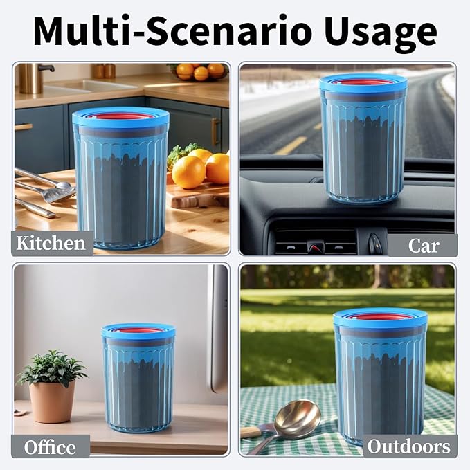 Small Airtight Ground Coffee Canister Storage Container with Lids BPA Free Plastic for Coffee Beans Patented Pull Snap Lock Sealed Design Blue 24oz