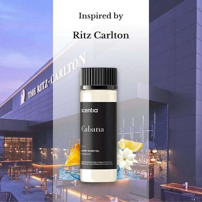 Hotel Diffuser Oil Inspired by The Ritz Carlton Hotel Scent - 20 mL 0.67 fl oz - Fragrance Oil Blend Botanical Jasmine, Bergamot & Fresh Marine Notes for Aromatherapy Diffusers - Cabana
