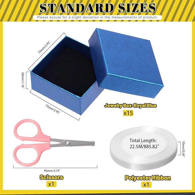 Glarks 17pcs 2.95 x 2.95in Jewelry Gifts Boxes Kit, Royal Blue Fan Shaped Jewelry Boxes for Ring Earring Jewelry, Christmas, Birthday, Anniversaries, Valentine’s Day, Mother’s Day and Other Festivals