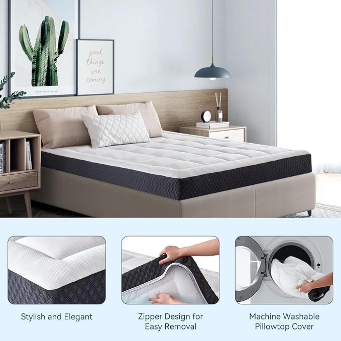 ONENICE 5 Inch King Mattress in a Box, Breathable Gel-Memory Foam Plus Removable Pillowtop Mattress for Pressure Relief, CertiPUR-US Certified Bed in a Box, Fiberglass-Free