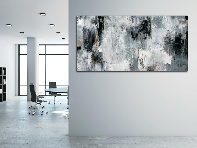 NINEASO Black Gray Abstract Wall Art - Abstract Canvas Pictures for Wall Decor Modern Abstract Canvas Painting Artwork for Living Room Bedroom Home Office Wall Decorations 29" x 58"
