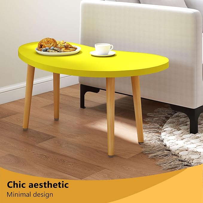 Mango Coffee Table Low Table with 4 Solid Wood Sturdy Legs, Floor Table Desk for Sitting on The Floor, Storage and Living Room Furniture (Yellow)