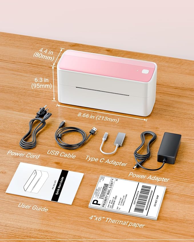 ASprink Shipping Label Printer - Bluetooth Thermal Label Printer for Shipping Packages, Small Business, Barcode Labels, Customer Stickers Compatible with for Amazon, Ebay, Shopify, USPS, UPS, FedEx