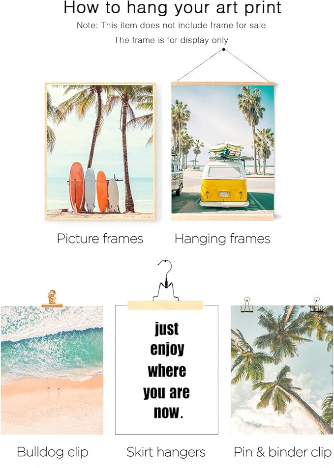 HoozGee Beach Wall Art Prints Set of 6 Summer Seascape Palm Poster Wall Decor Nature Landscape Coastal Surf Art Prints Pictures Photography Photos Print on Canvas Wall Decor (8"x10" UNFRAMED)