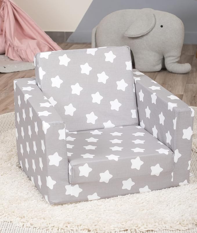 Delsit Kids Couch for Toddlers - 2 in 1 Convertible Foam Armchair to Lounger, Comfy Flip Out Lounge Chair, Sofa for Children, Made in Europe
