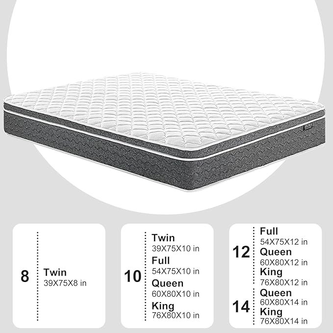Twin Mattress 10 Inch Twin Size Mattresses - Memory Foam & Individually Pocket Coils Springs | Pressure Relief | Motion Isolation, Edge Support | CertiPUR-US Certified | Medium Firm