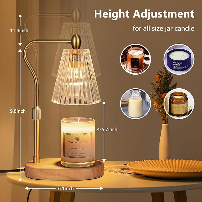 Candle Warmer Lamp with Timer and Dimmer Adjustable Height for Home Room Decor, Brithday Gifts for Women, Candle Warmer for Scented Jar Candles Mother's Day Gifts