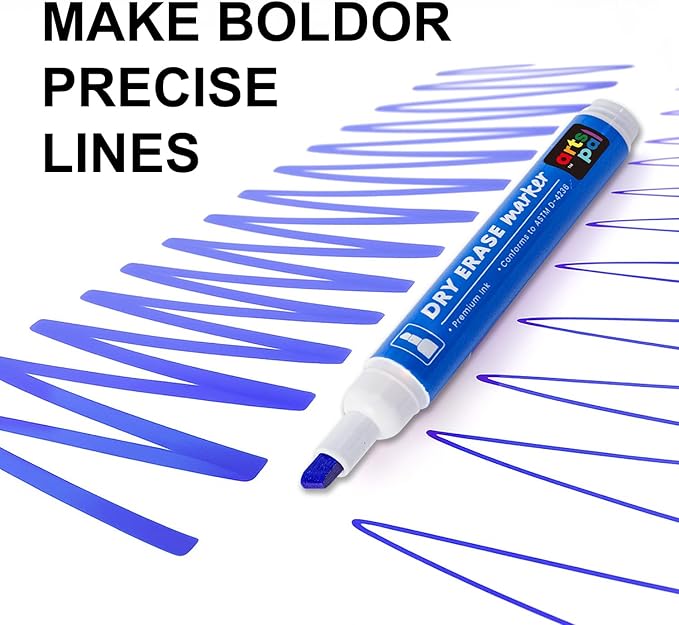 Artspal Dry Erase Markers, 48 Count 12 Vibrant Colors, Chisel Tip, Low Odor, Easy Erase Whiteboard Markers for Classroom, Office, Home, Teachers, Kids, Creative Projects, Back to School Supplies