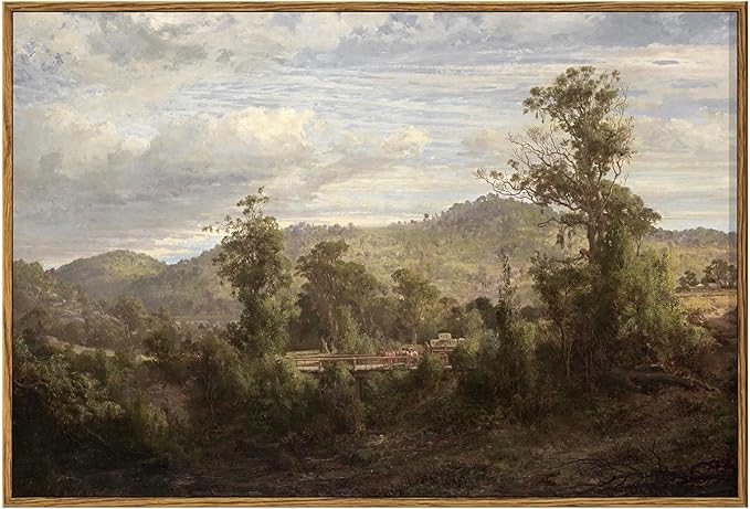 InSimSea Framed Canvas Wall Art Vintage Decor, Nature Landscape Paintings Artwork,Large Prints,Vintage Farmhouse Decor,Retro Wall Decoration for Bedroom Living Room Bathroom, 16"x24"