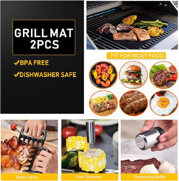 30PCS Portable Grilling Accessories Kit,BBQ Accessories Set with Storage Bag,Stainless Steel Barbecue Tool Set with Apron, for Outdoor,Camping,Backyard Grill Accessories Sets,Man Best Barbecue Gift