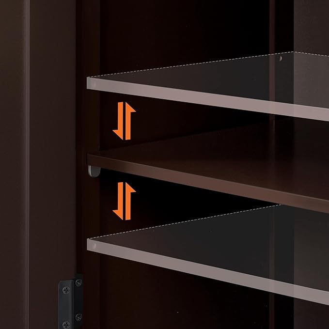 Yaheetech Bathroom Storage Cabinet with Drawer and Double Doors, Free-Standing Organizer with Inner Adjustable Shelf for Living Room, 11.8D x 23.6W x 31.5H in, Espresso