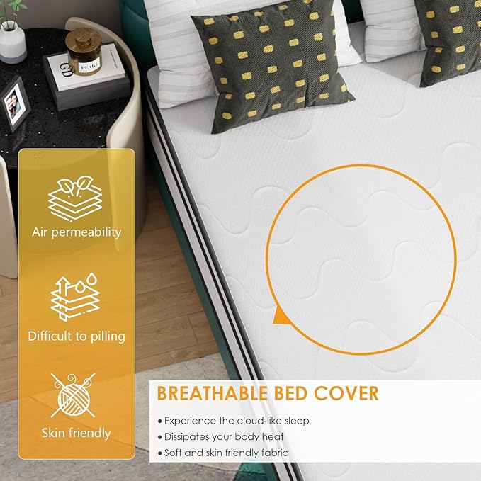 PayLessHere 10 Inch Innerspring Full Mattress Medium Firm Hybrid Mattress with Removable Cover CertiPUR-US Certified Bed-in-a-Box Pressure Relief Foam Mattress,White