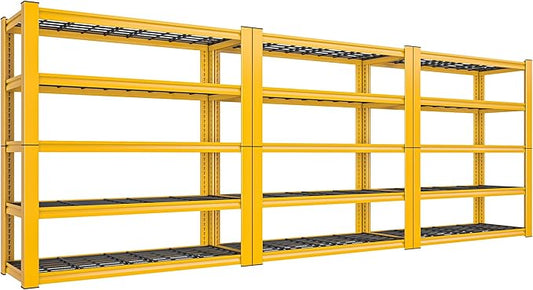 REIBII 72''H Garage Shelving 3010 LBS Storage Shelves Adjustable Metal Shelving 5 Tier Metal Shelves for Storage Industrial Shelf for Pantry Kitchen Basement 72" HX35.5 WX16 D, 3 Pack