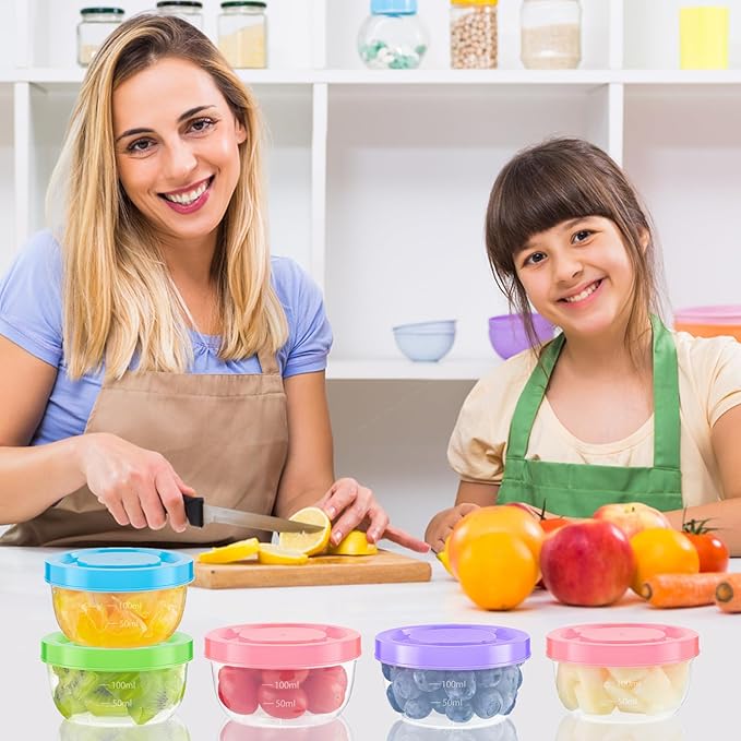 TOFLEN Reusable Small Freezer Containers 5 Oz Plastic Food Storage Containers with Screw On Lids, Leakproof & Airtight, Freezer Safe, Dishwasher Safe, Set of 12 Multicolor