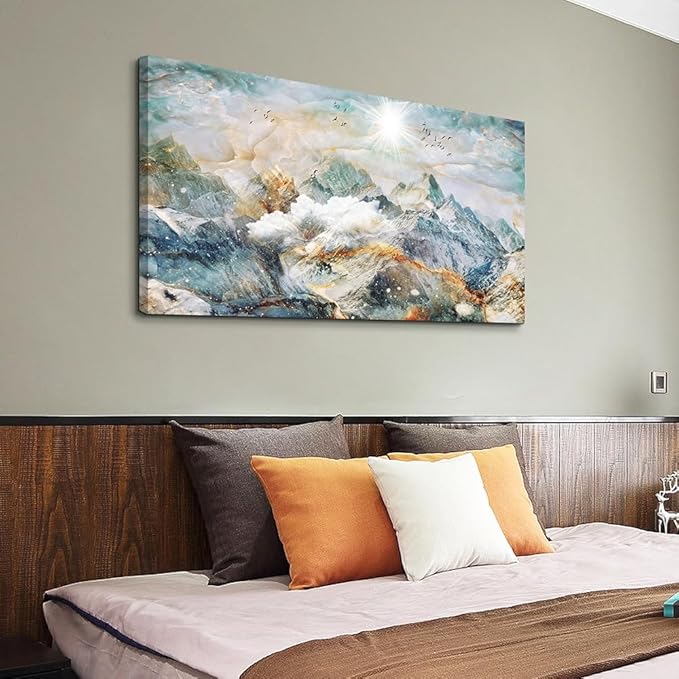 Lapremoly Large Canvas Wall Art For Living Room Wall Decor For Bedroom Office Wall Decoration Mountain Landscape Wall Painting Abstract Pictures Artwork Stretched and Framed Home Wall Art 30"X60"