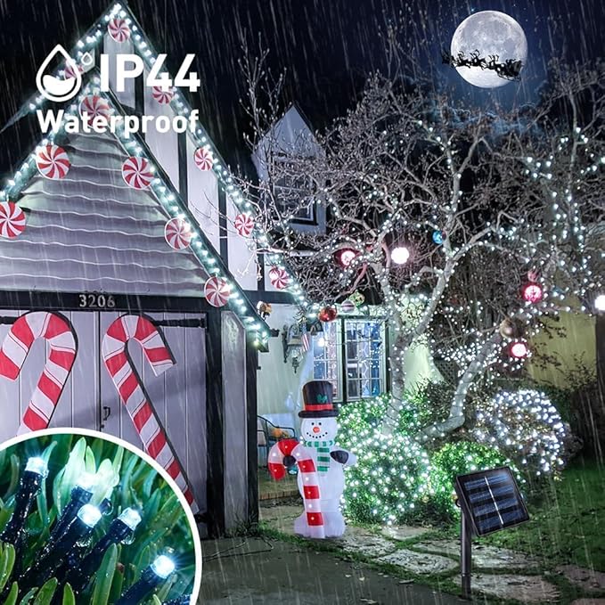 JMEXSUSS 2 Pack Solar String Lights Outdoor Waterproof, Total 400 LED 151FT Solar Christmas Lights Outdoor, 8 Modes White Solar Light for Outside Yard Patio Tree Garden Christmas Decorations