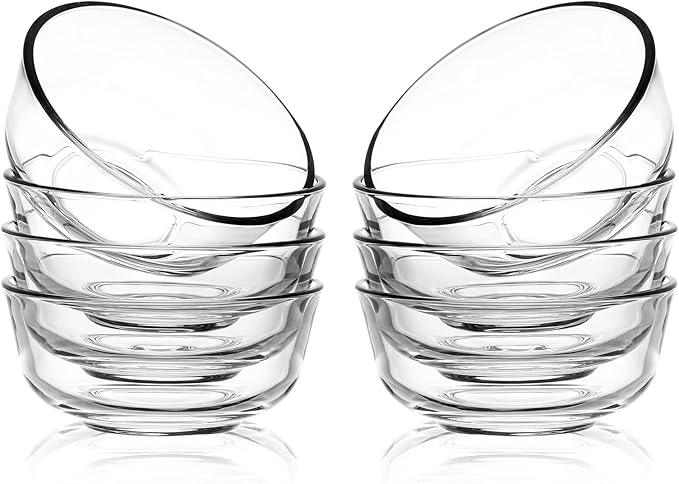 Sweejar Small Glass Bowls Set, 8 oz Prep Bowls for Cooking, 4 inch Bowls for Kitchen, Dessert Bowls for Ice Cream, Serving Bowls for Dipping, 10 pack
